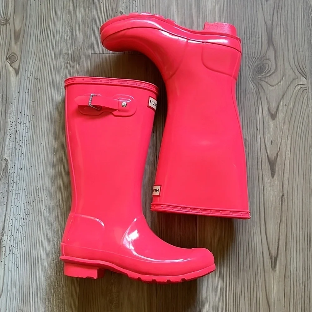 Hunter The Original Kids Gloss Wellington Rain Boot Pink Youth Kids